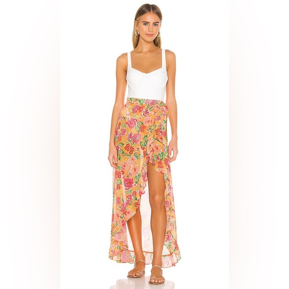 Lovers + Friends Floral Ruffle Maxi Wrap Skirt – Size L (NWT